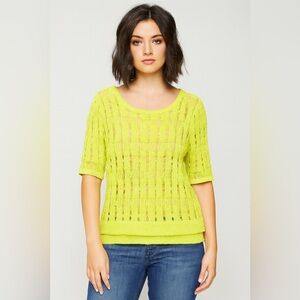 Anthropologie Moth‎ Yellow Open Knit Sweater Sz. M
